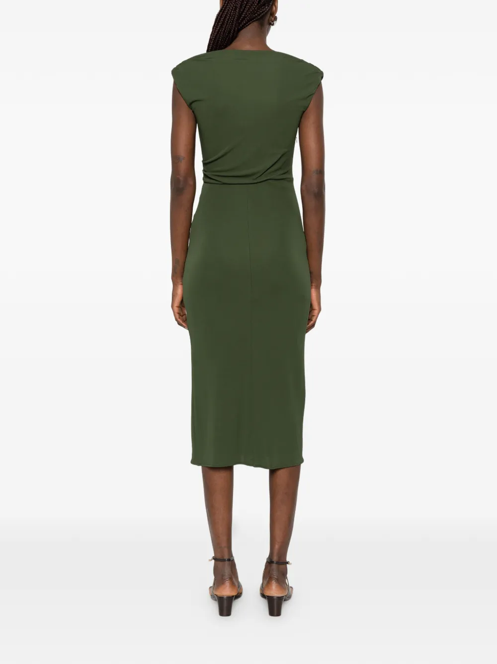 Max Mara Taureo gedrapeerde midi-jurk met ruches Groen