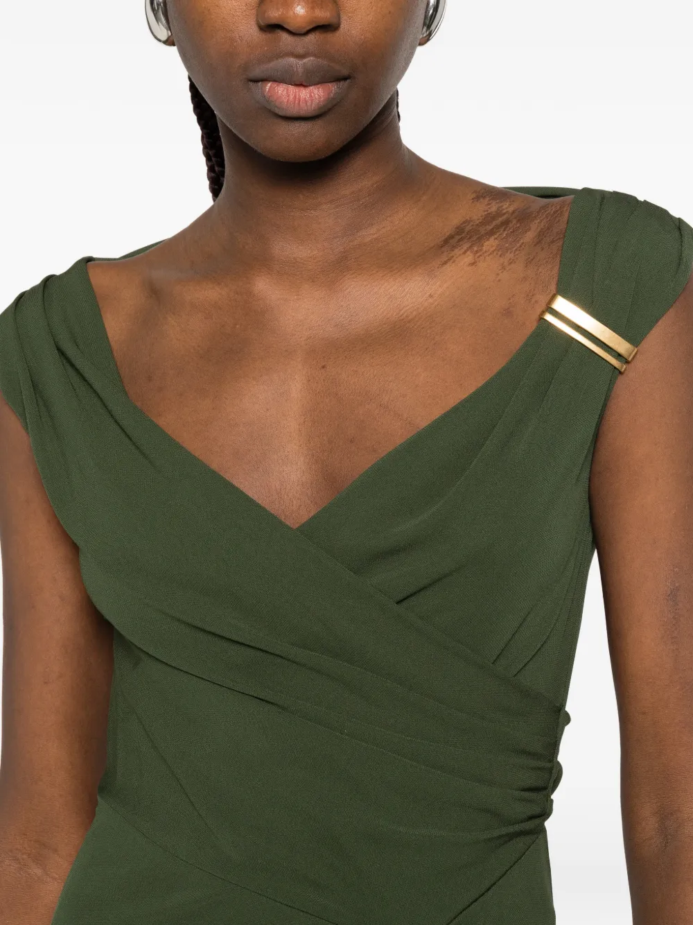 Max Mara Taureo gedrapeerde midi-jurk met ruches Groen