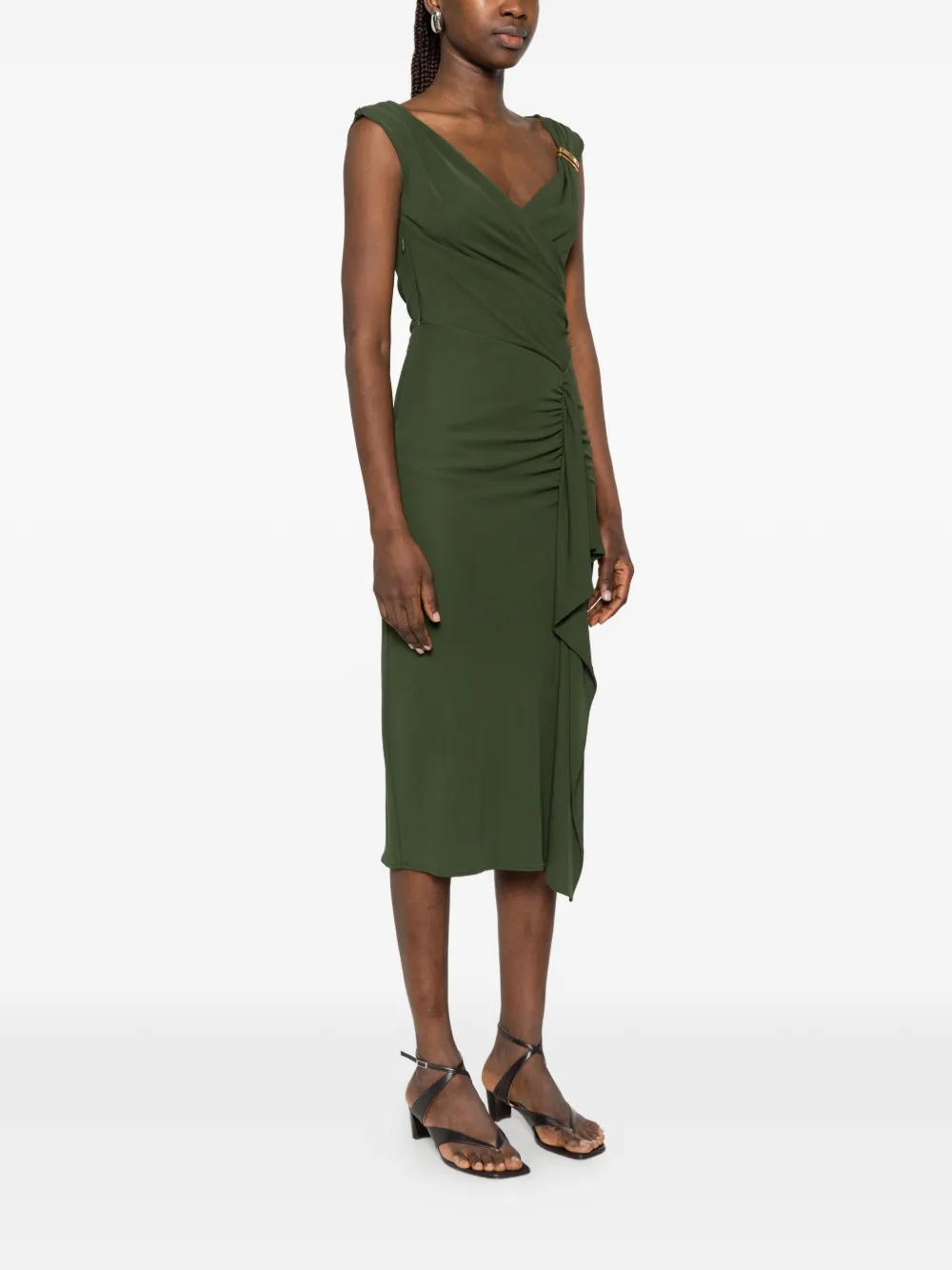 Max Mara Taureo gedrapeerde midi-jurk met ruches Groen