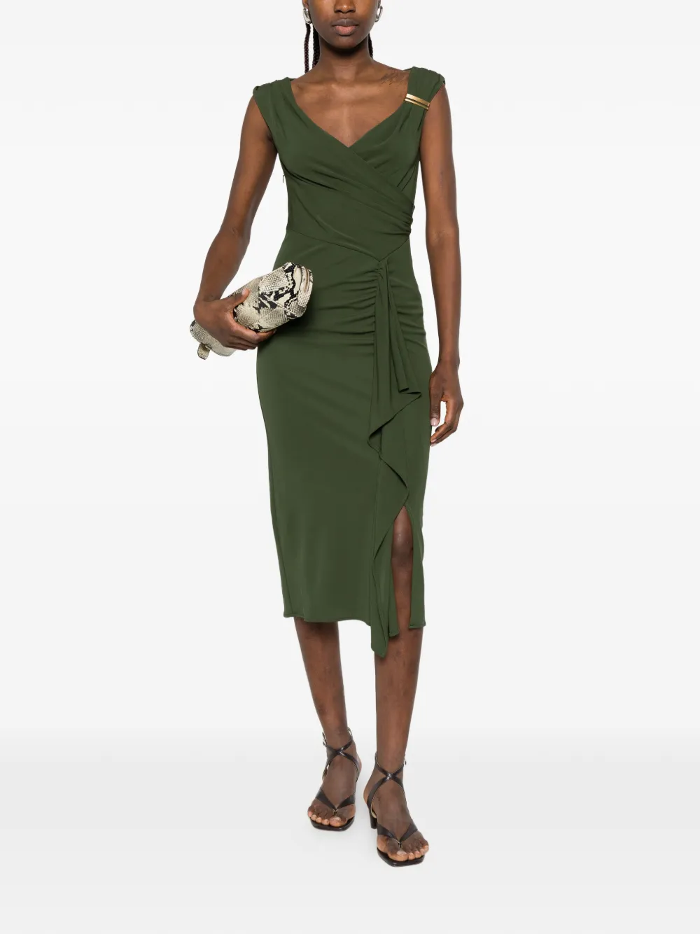 Max Mara Taureo gedrapeerde midi-jurk met ruches Groen