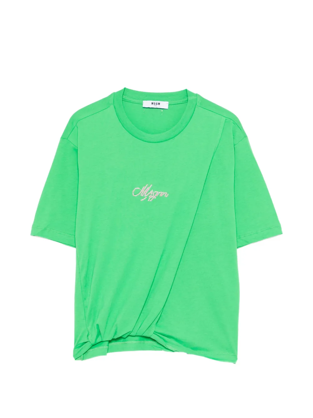 MSGM Kids logo-embellished T-shirt - Verde