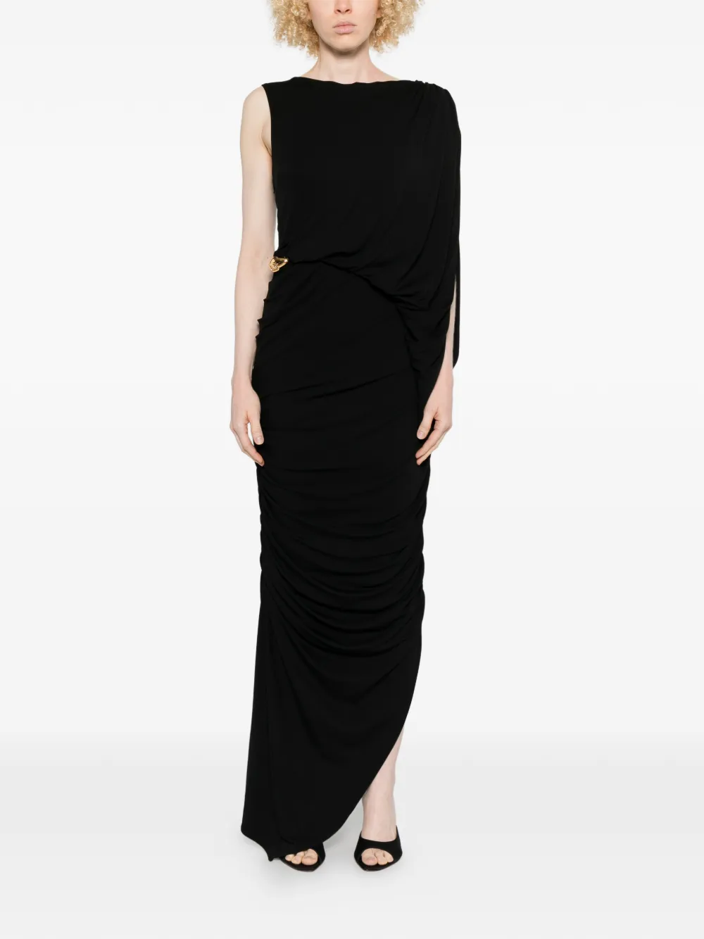 PRONOVIAS PARTY EDIT x Elisabetta Franchi jersey maxi-jurk met ruches Zwart
