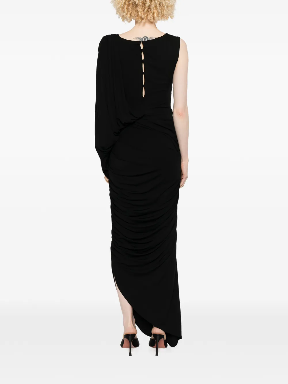 PRONOVIAS PARTY EDIT x Elisabetta Franchi jersey maxi-jurk met ruches Zwart