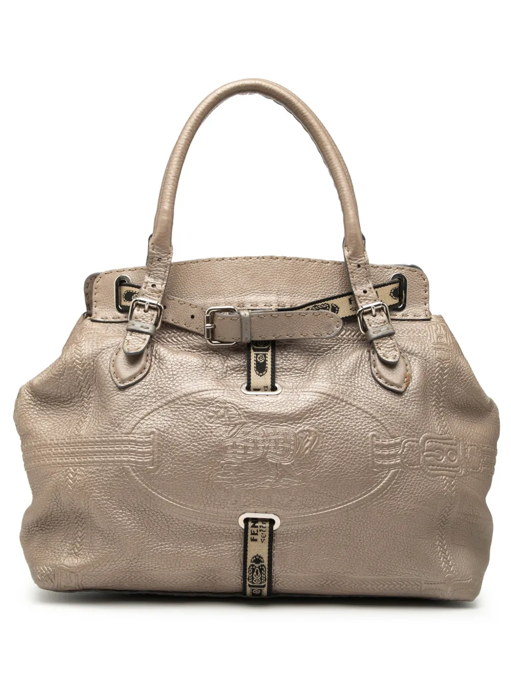 Fendi Pre-Owned 2000-2010 Large Leather Selleria Villa Borghese tote bag - Oro