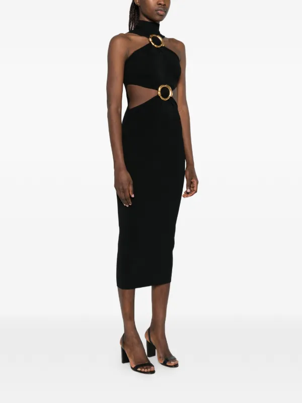 black cut out ring dress Alluring Look O-Ring Cutout Bodycon Mini Dress