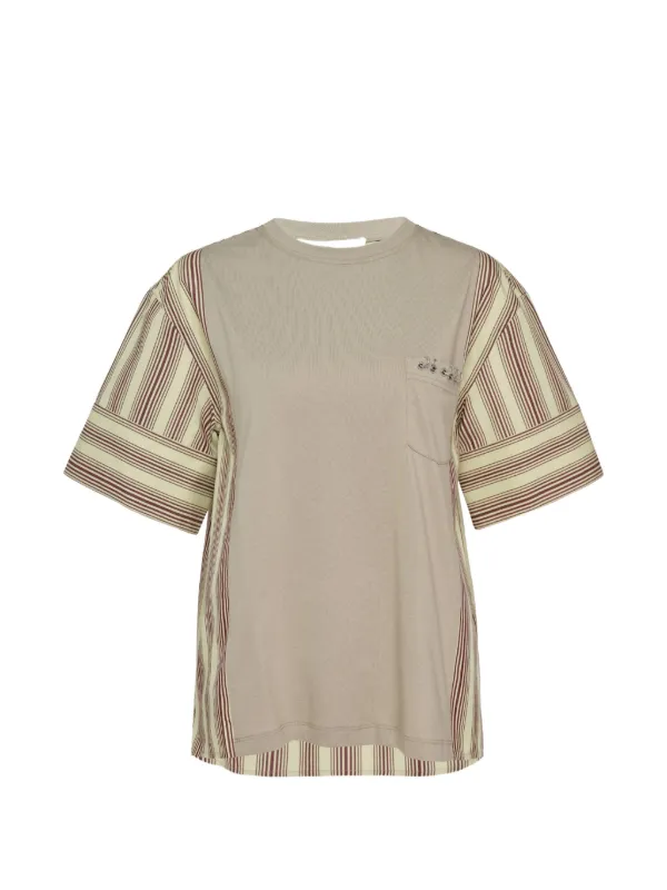 3.1 Phillip Lim striped-panel Pocket T-shirt | Neutrals | FARFETCH