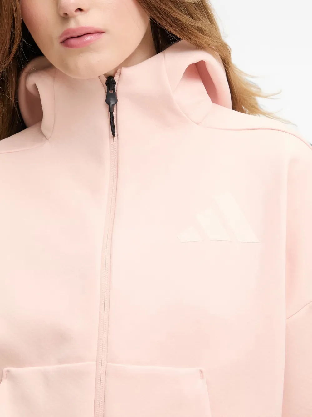 adidas Hoodie met logoprint en rits Roze