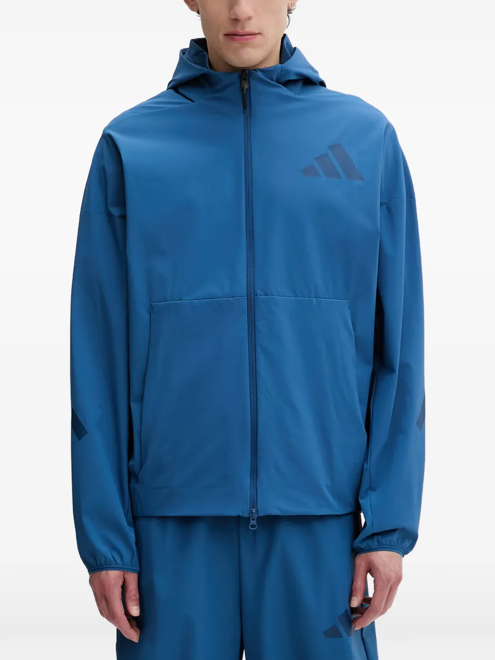 adidas Z.N.E. logo-print zip-up hoodie - Blu