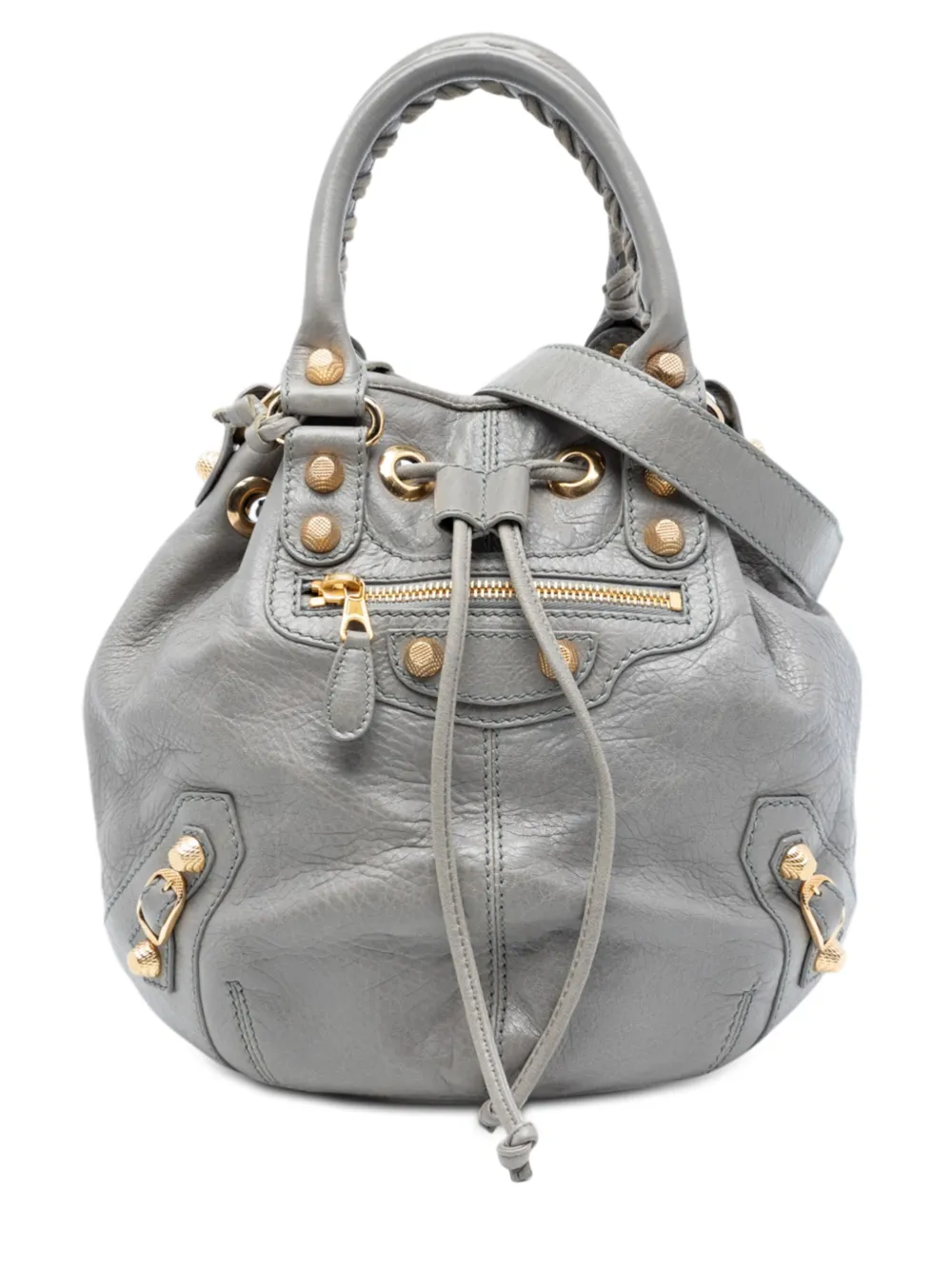 Balenciaga Pre-Owned 2014 Lambskin Motocross Giant 21 Pompon bucket bag - Grigio