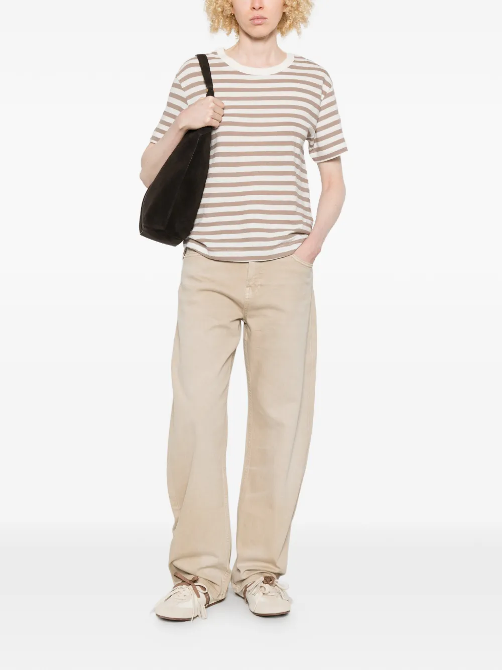Majestic Filatures Gestreept T-shirt Beige
