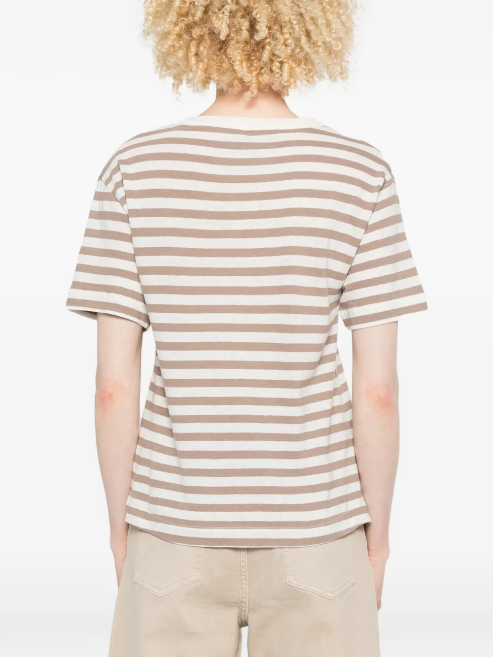 Majestic Filatures Gestreept T-shirt Beige