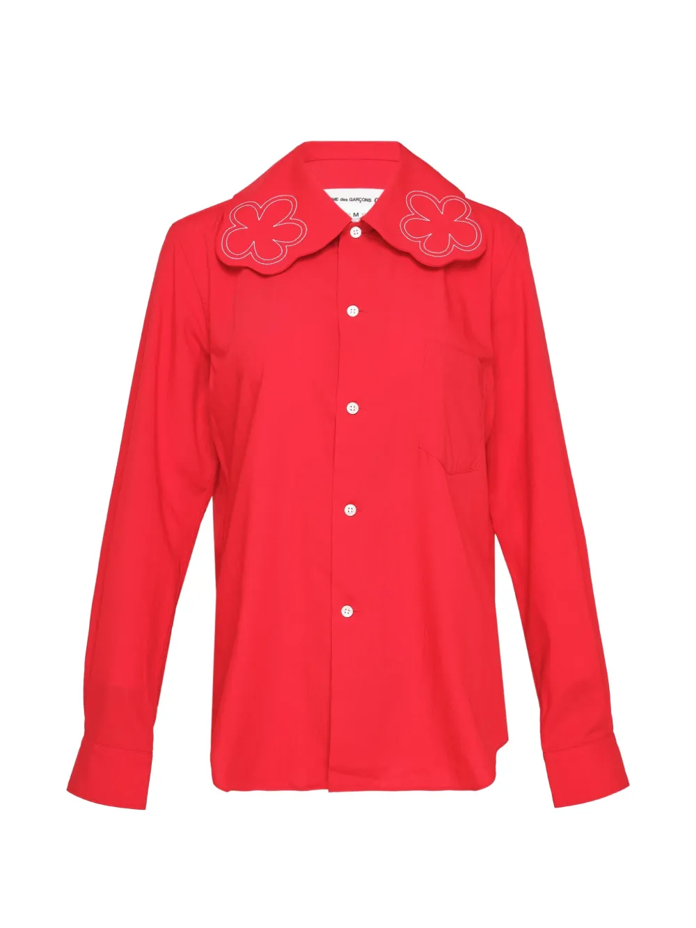 Comme Des Garçons Girl flower-embroidered scalloped-collar shirt - Rot