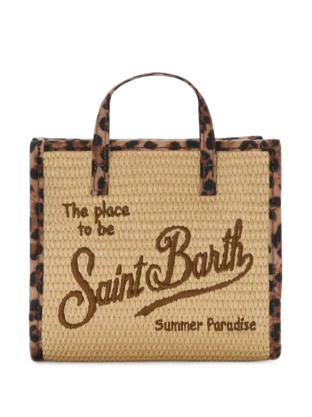 MC2 Saint Barth Vivian mini straw-effect bag with leopard trims