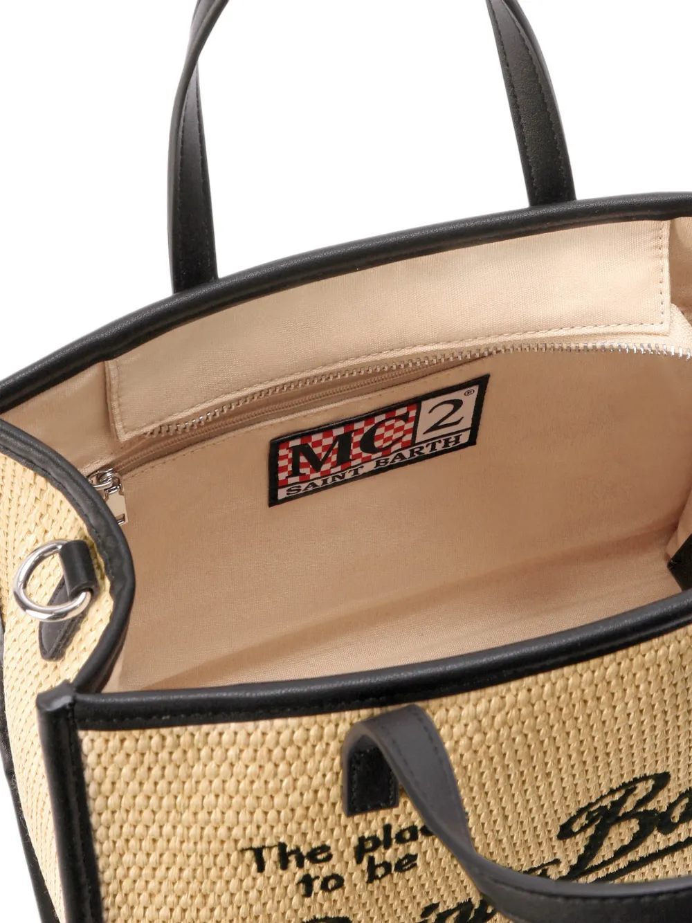 MC2 Saint Barth Tas met handgreep en borduurwerk Beige