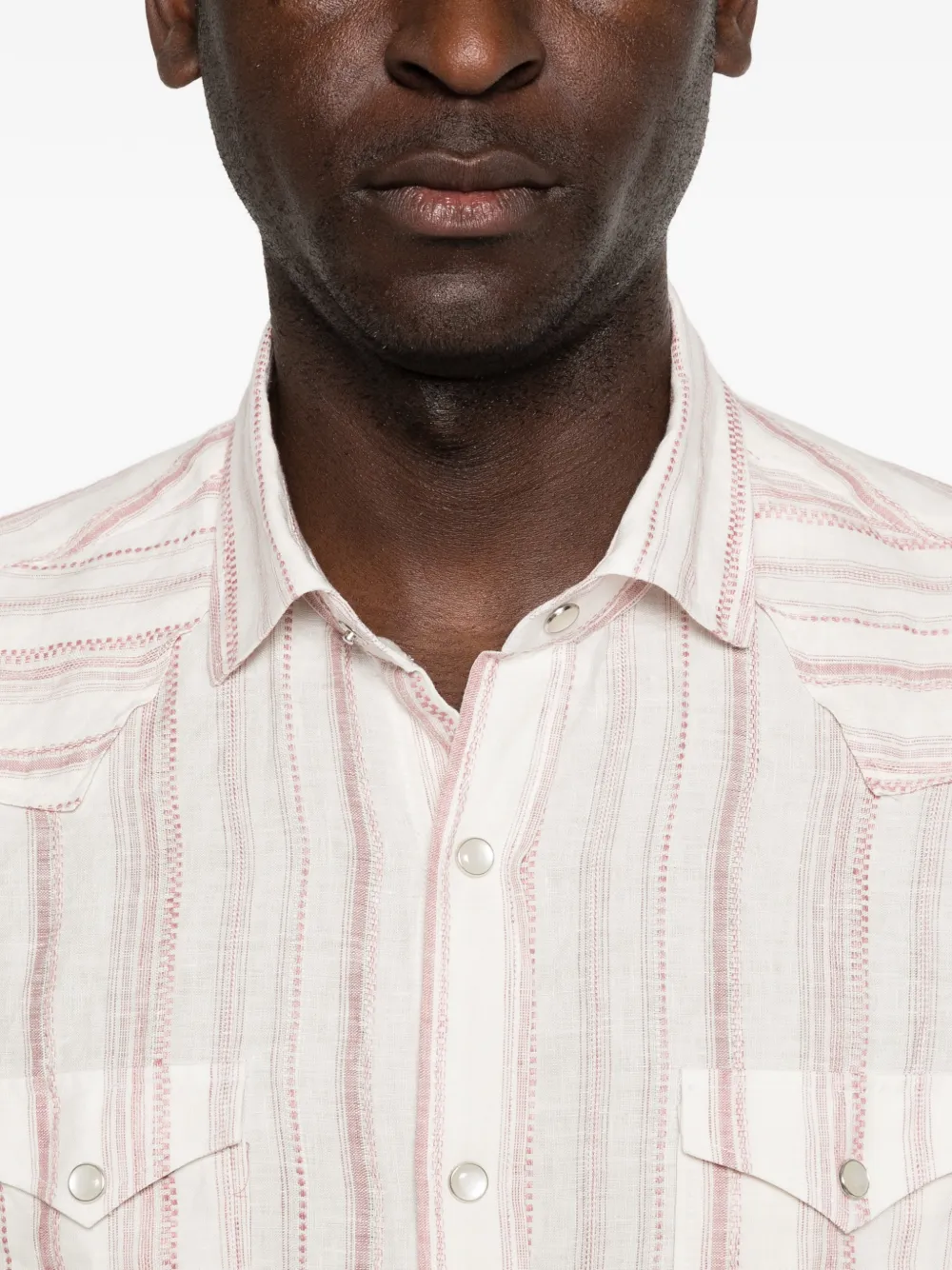 Barba Gestreept overhemd met zak Beige