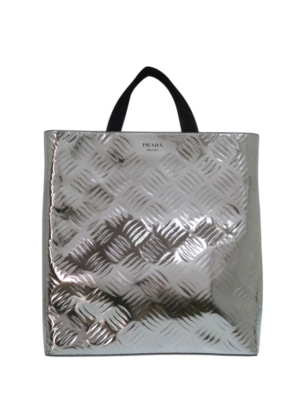 Prada Pre-Owned 2013-2025 Metallic Spazzolato Embossed Leather tote bag - Argento