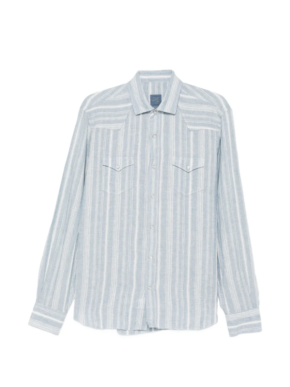 Barba striped flap-pockets shirt - Blau