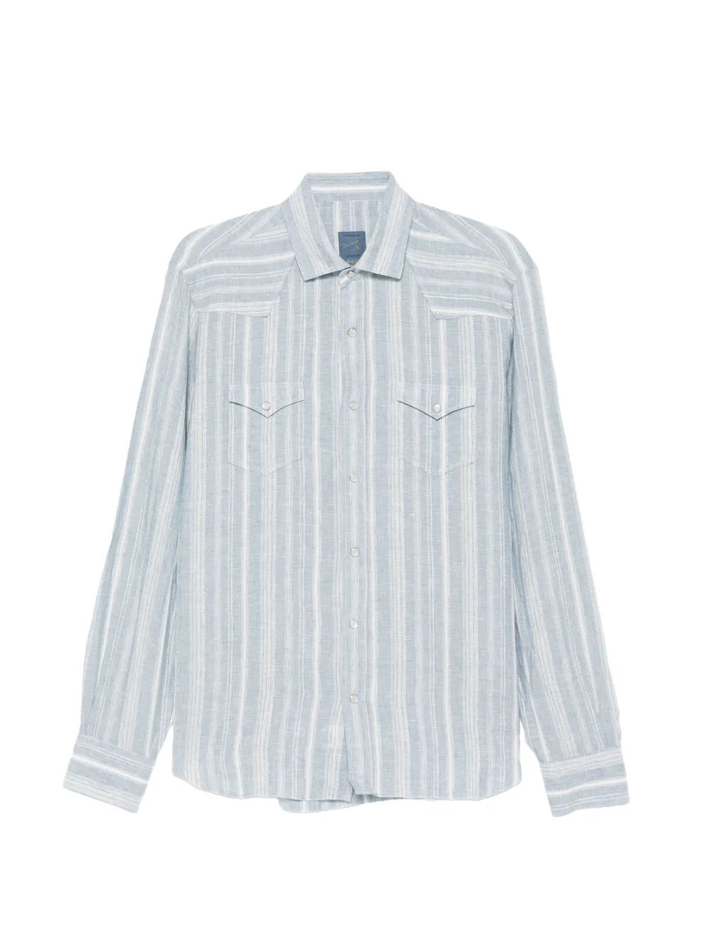 Barba striped flap-pockets shirt - Blau