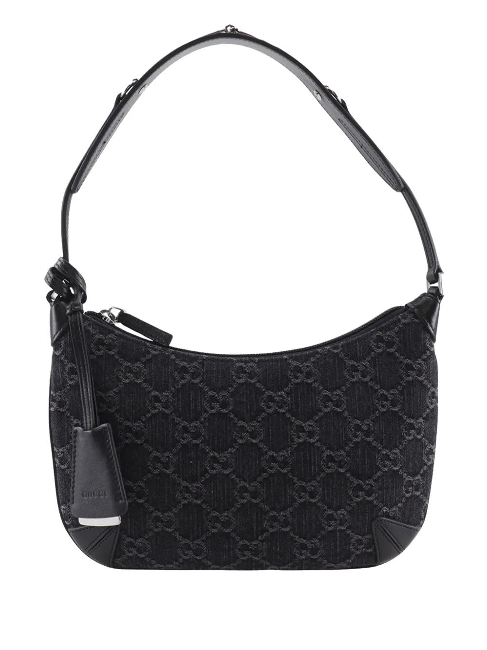 Gucci Pre-Owned 2000-2015 Small GG Denim Horsebit Slim hobo bag - Nero