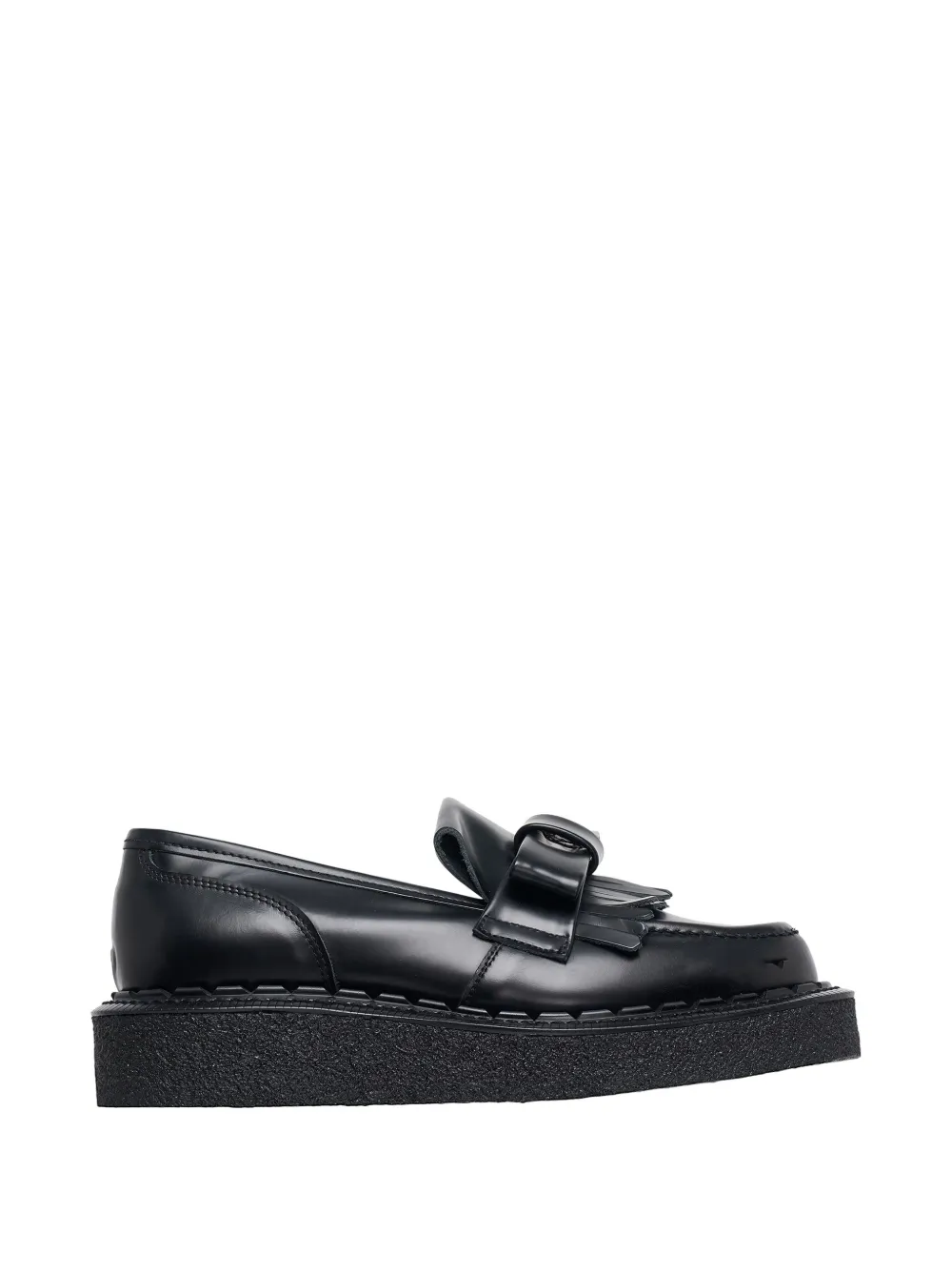 Comme Des Garçons Girl bow-detail fringed loafers - Nero