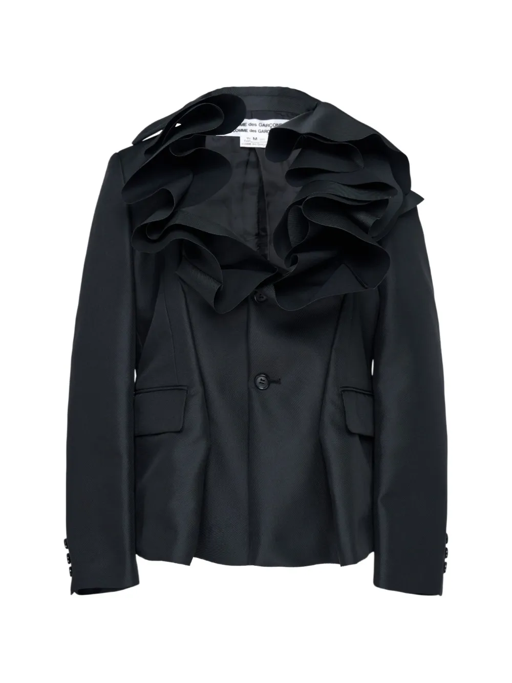 Comme Des Garçons Single-breasted Ruffled Blazer In Black