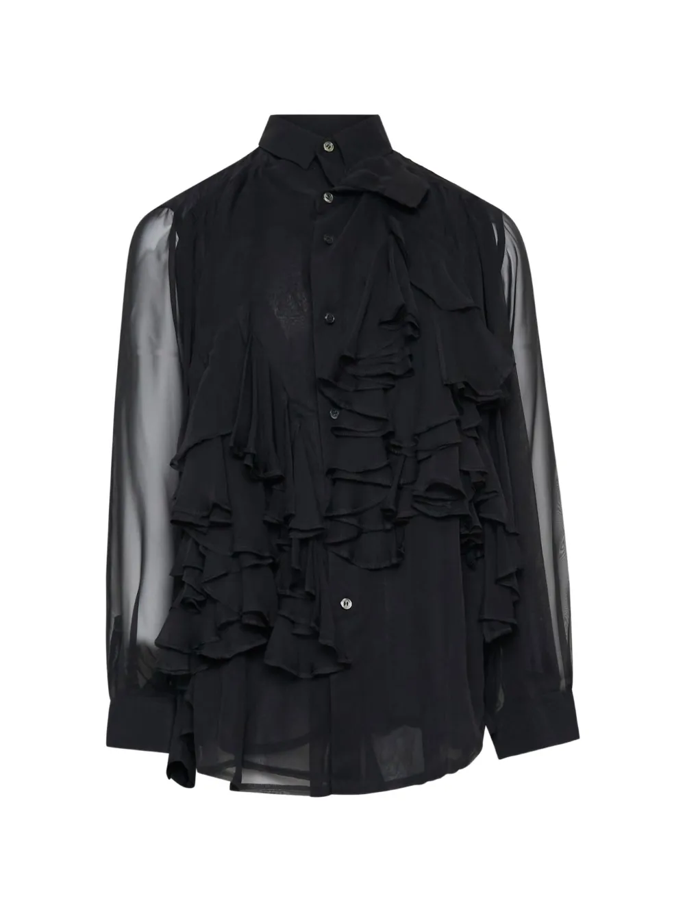 Comme Des Garçons Comme Des Garçons ruffled sheer blouse - Nero