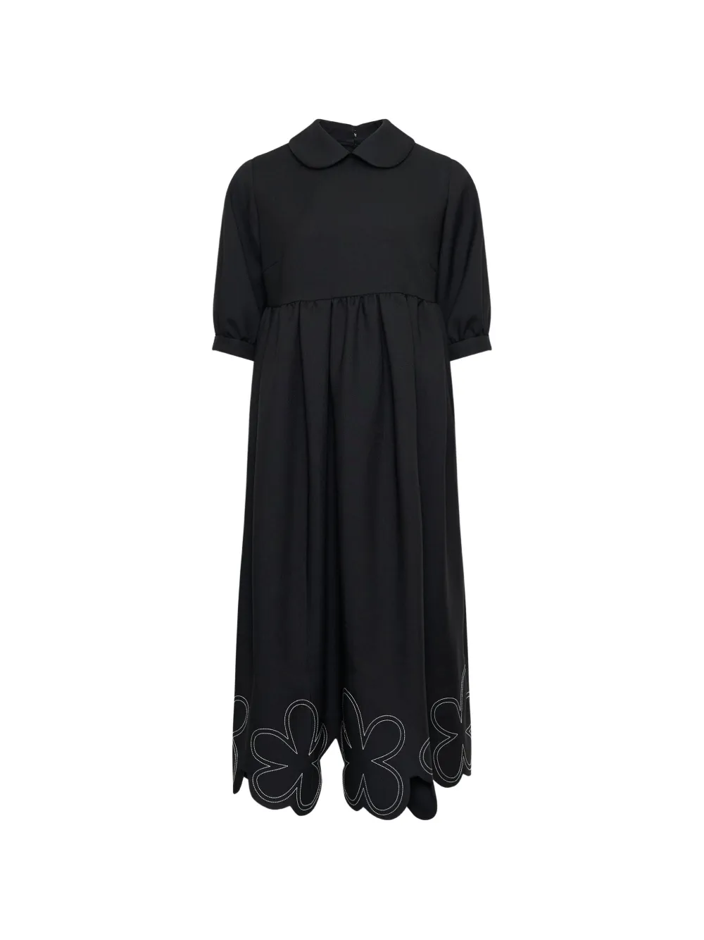 Comme Des Garçons Girl flower-embroidered scalloped dress - Schwarz