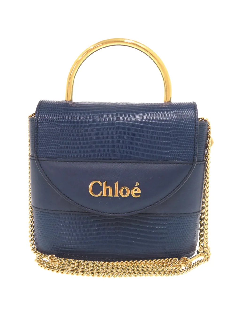 Chloé Pre-Owned 2019-2026 Lizard Embossed Leather Aby Lock satchel - Blue