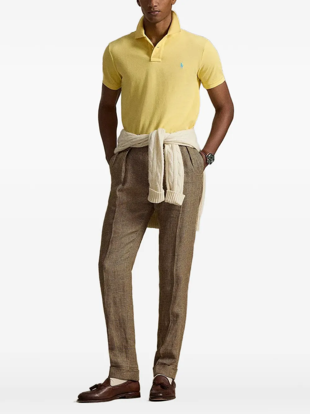 Polo Ralph Lauren logo-embroidered piqué-mesh polo shirt - Gelb