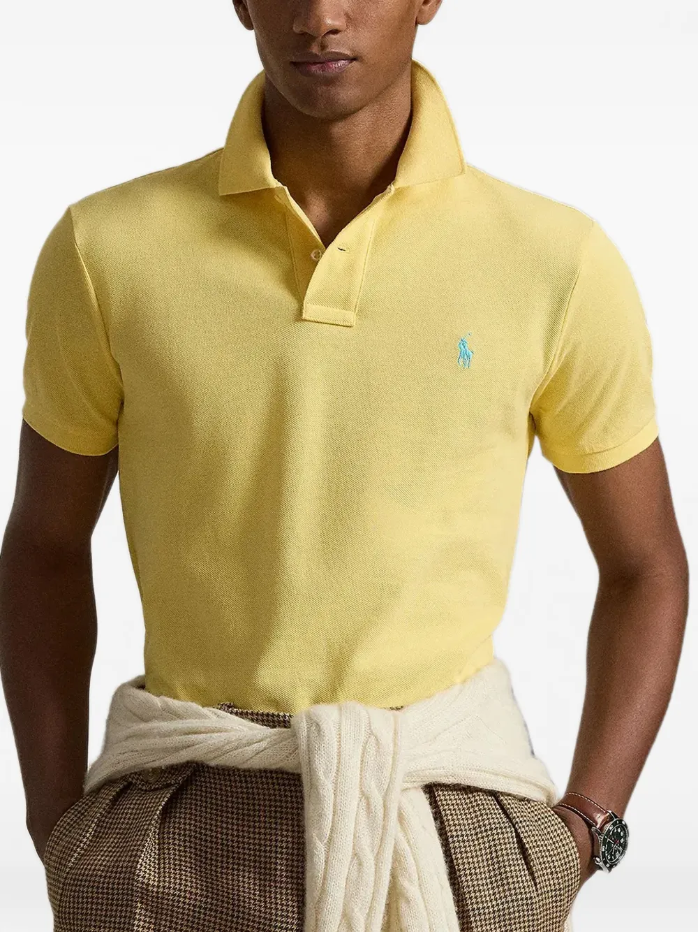 Polo Ralph Lauren Poloshirt met borduurwerk en piqué mesh Geel