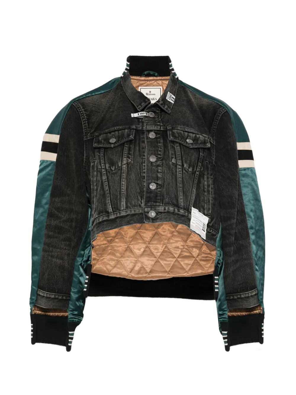 Maison MIHARA YASUHIRO hybrid embroidered cropped jacket - Green