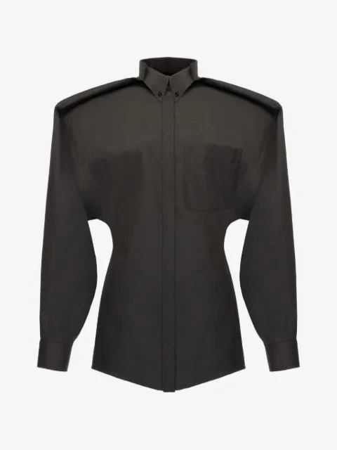 Situationist button balloon sleeve shirt
