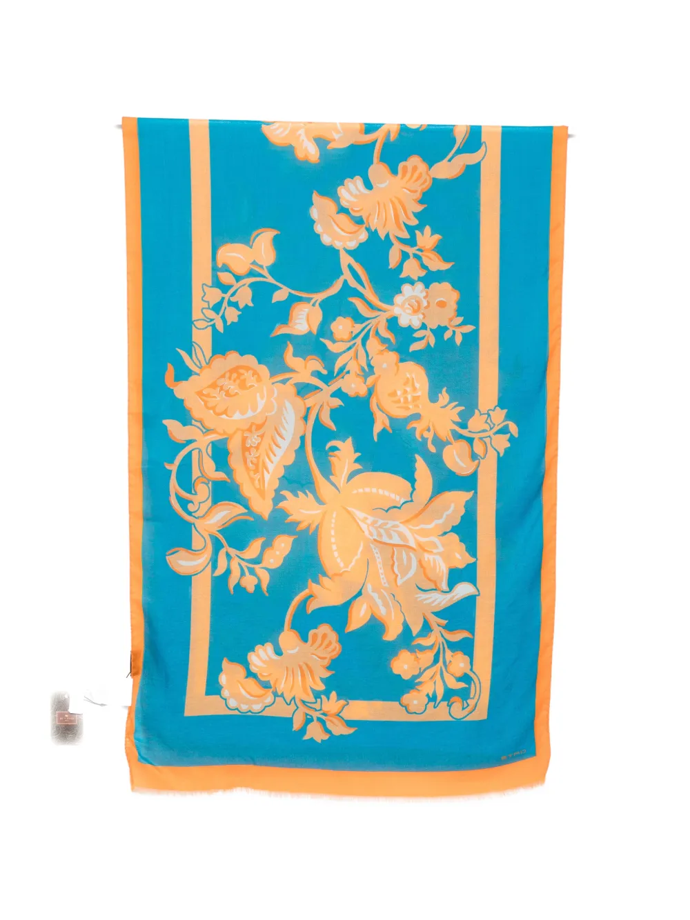 ETRO floral border scarf - Blu
