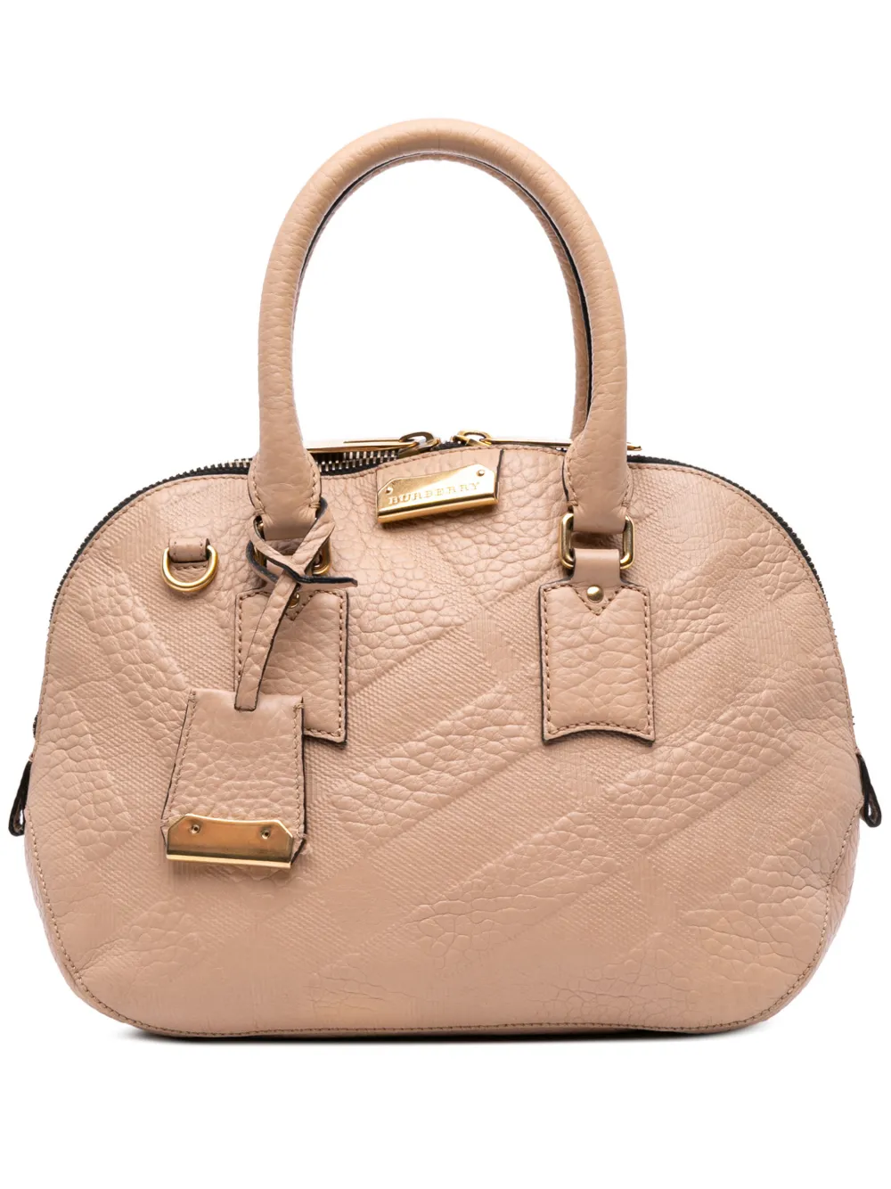 Burberry Pre-Owned 2012-2025 Medium Heritage Grain Check Embossed Orchard Bowling Bag satchel - Braun