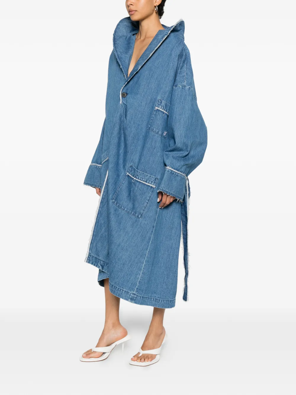  Façon Jacmin Abrigo Miki Oversize Con Flecos - Azul 