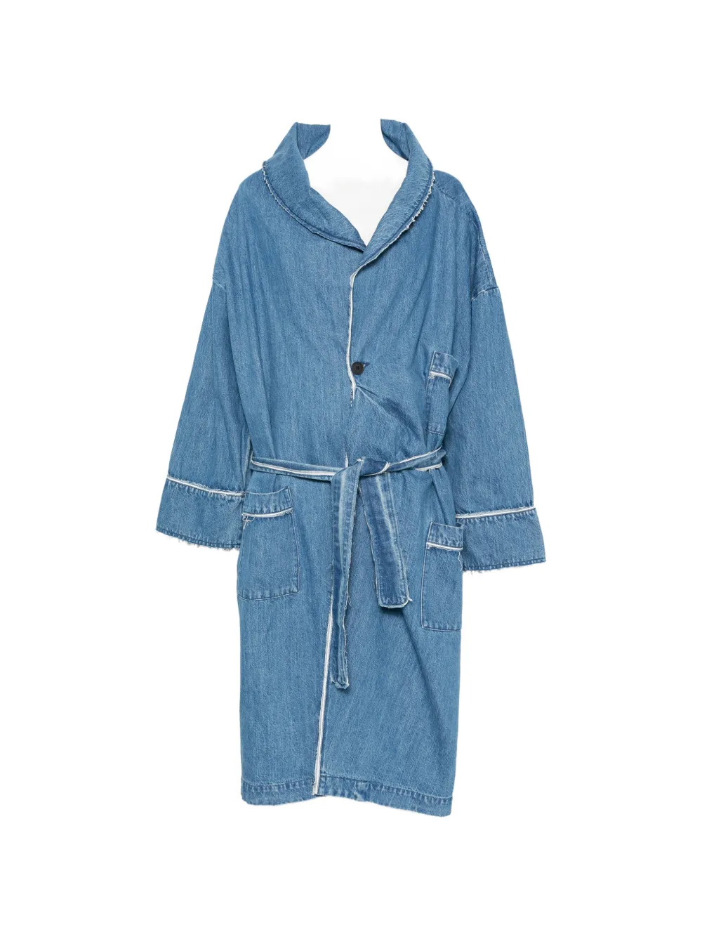 FAÇON JACMIN Miki frayed-hem oversized coat - Blu