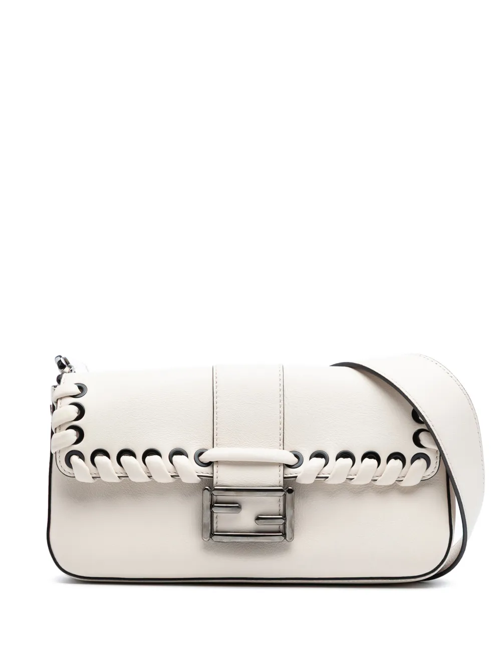 Fendi Pre-Owned 2010-2025 Whipstitch Leather Baguette crossbody bag - Bianco