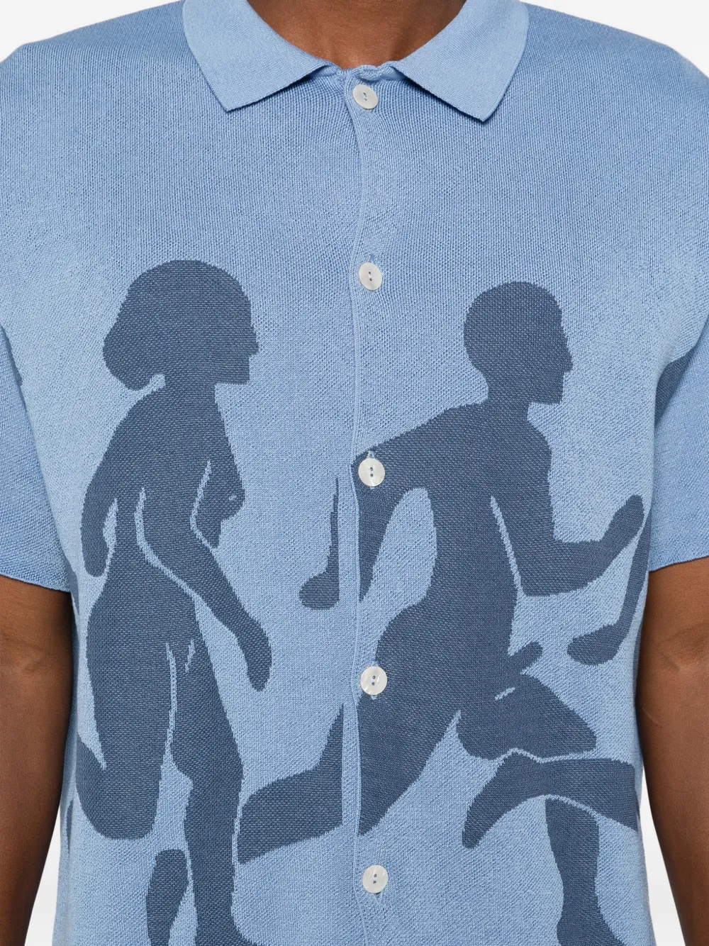 CARNE BOLLENTE Few Hard Men intarsia katoenen shirt Blauw