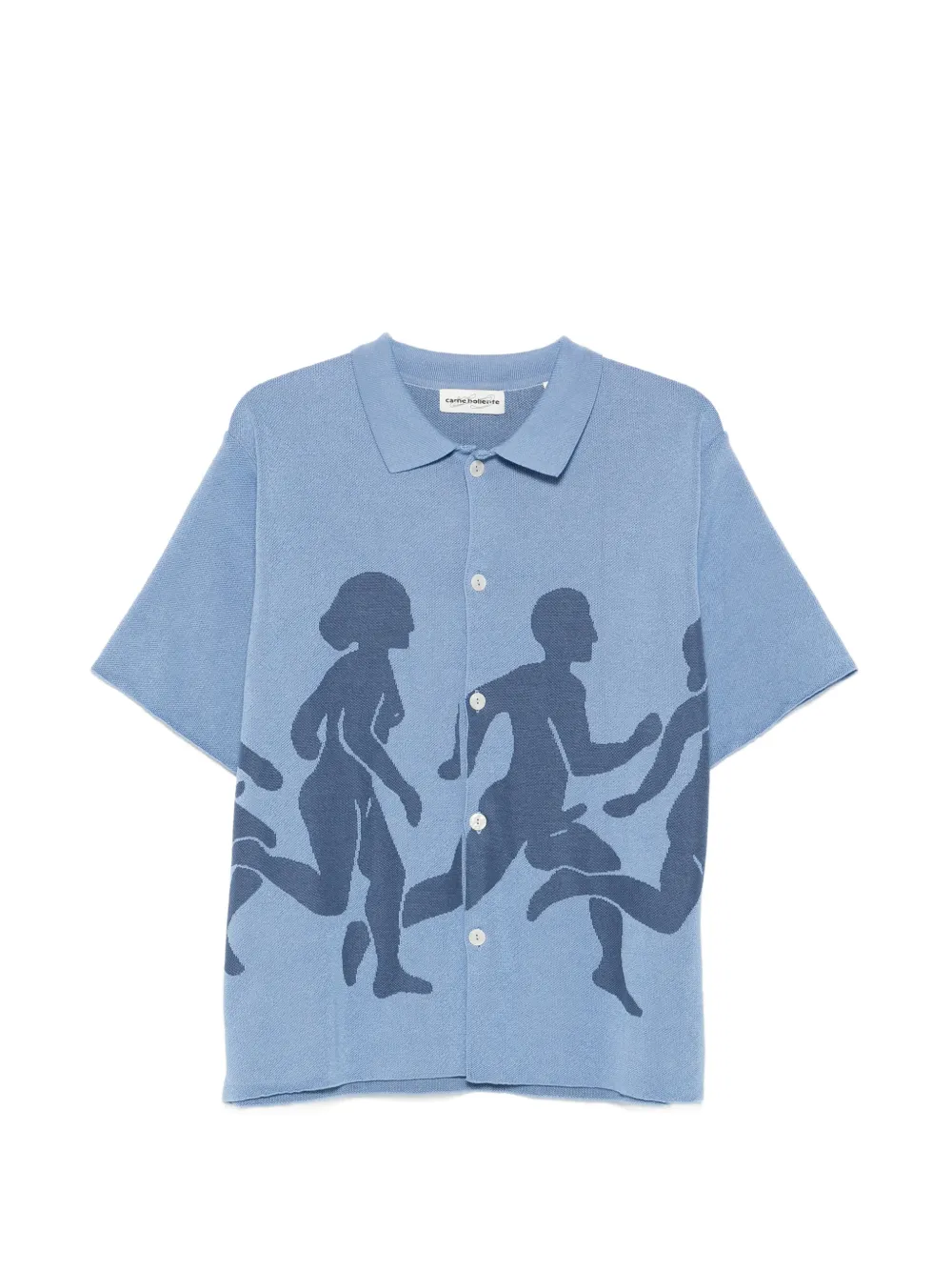 CARNE BOLLENTE Few Hard Men intarsia-knit cotton shirt - Blu