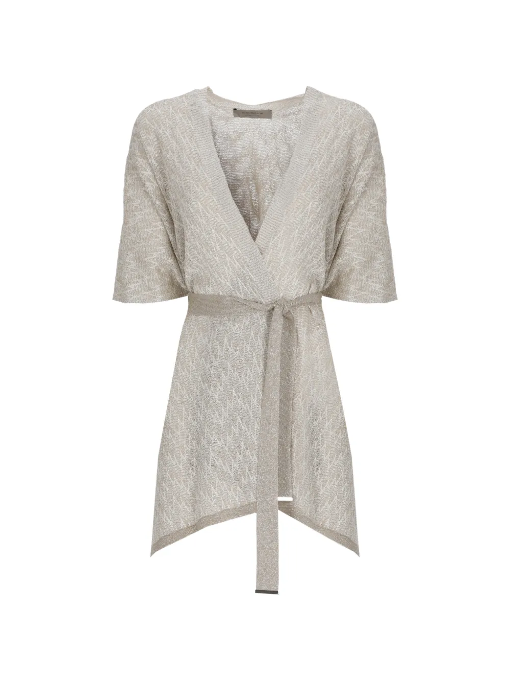 D.Exterior belted metallic-effect cardigan - Grau