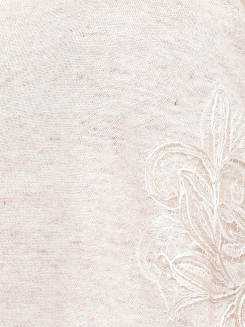 D.Exterior T-shirt met bloemenkant Beige