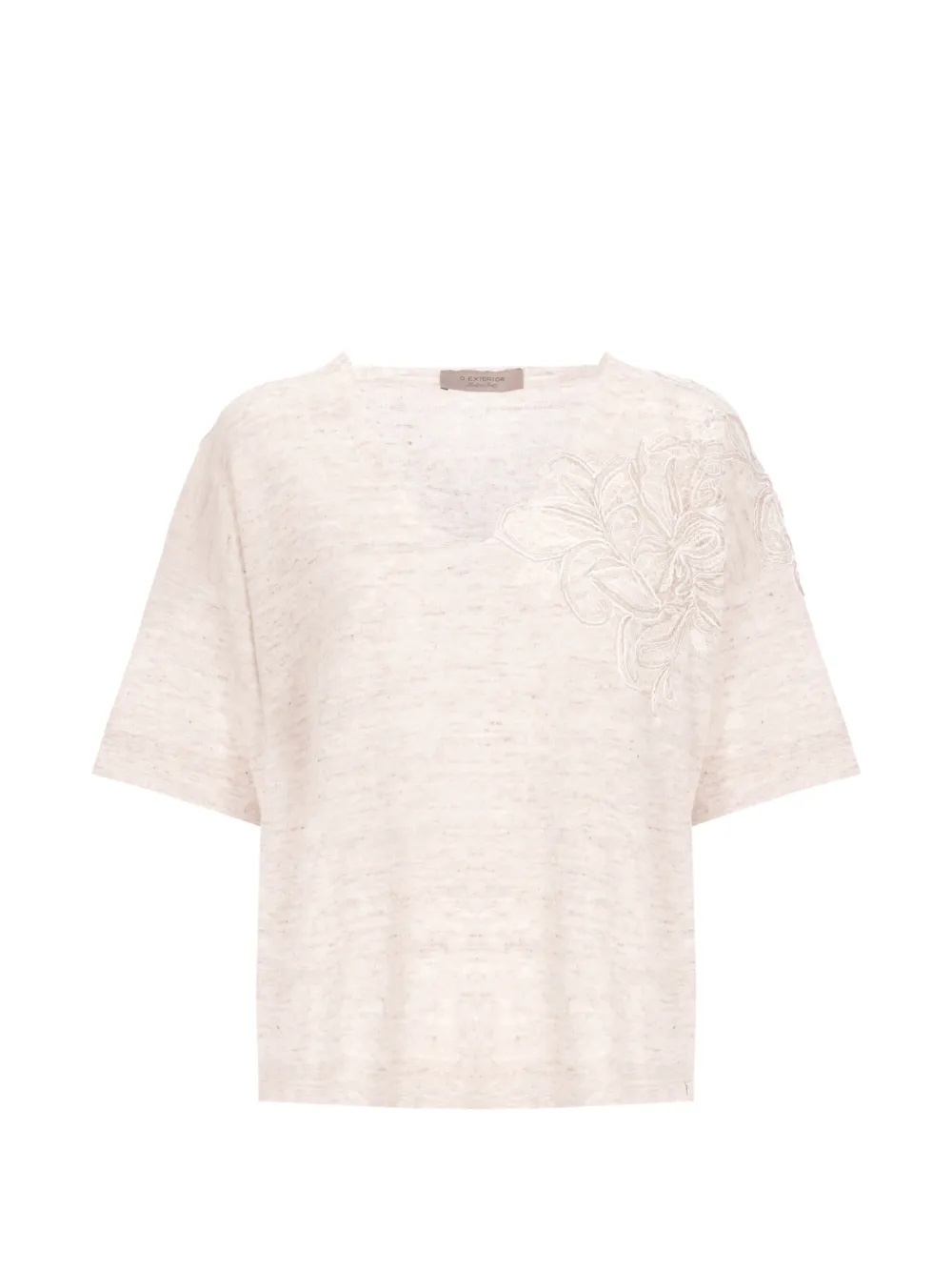 D.Exterior floral-lace T-shirt - Toni neutri