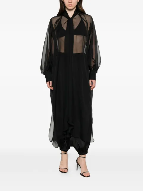 Parlor tassel-detail sheer-finish blouse