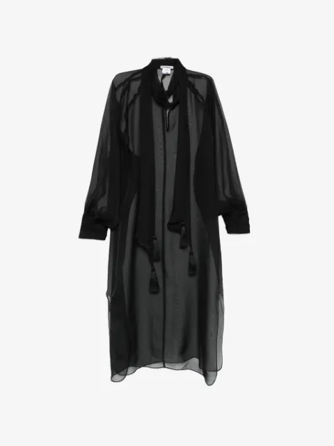 Parlor tassel-detail sheer-finish blouse