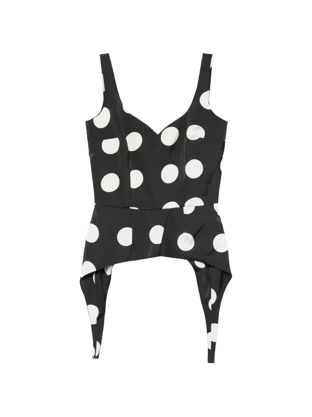 Parlor Polka-dot Asymmetric Top In Black