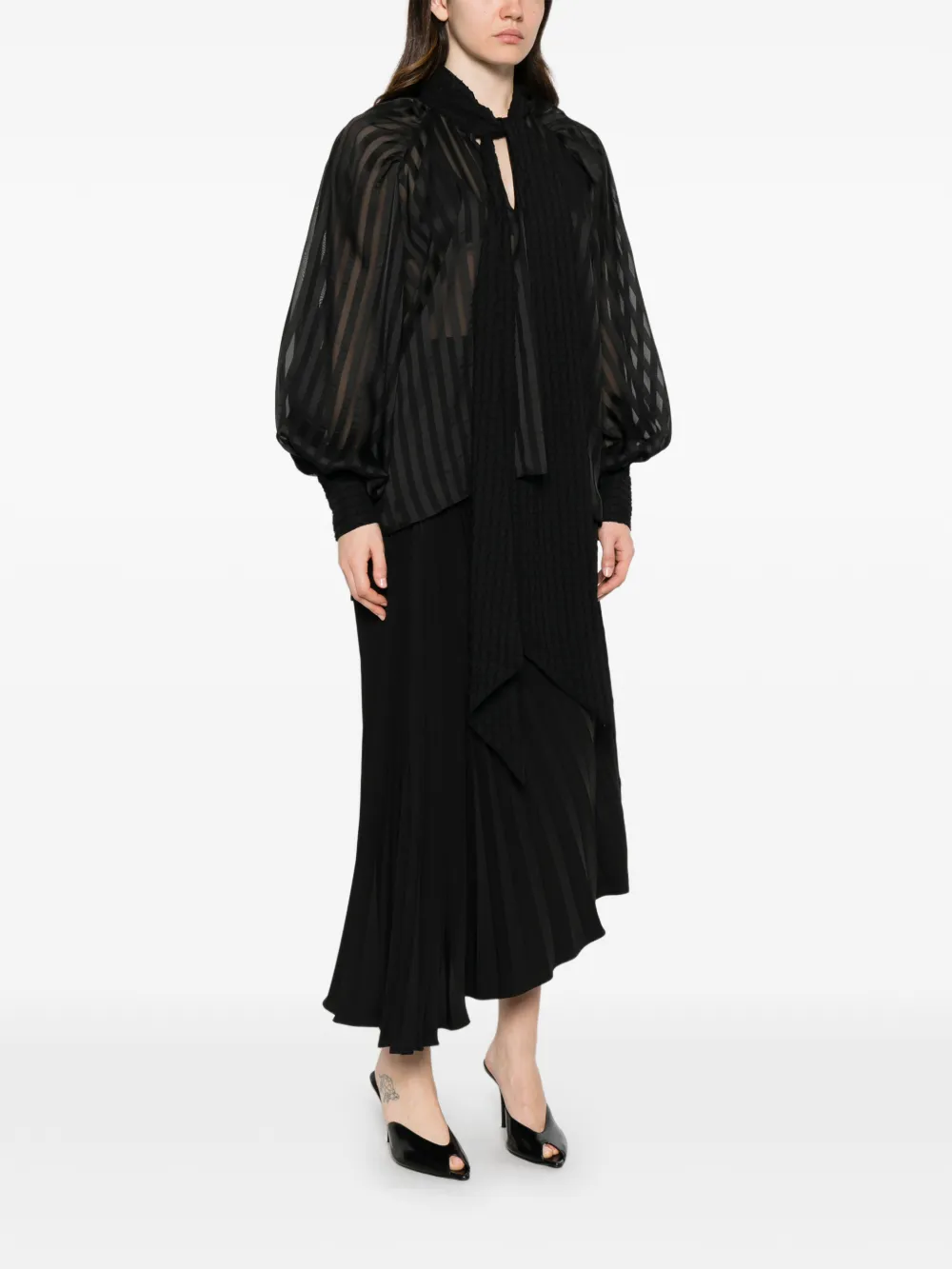  Parlor Blusa A Rayas - Negro 