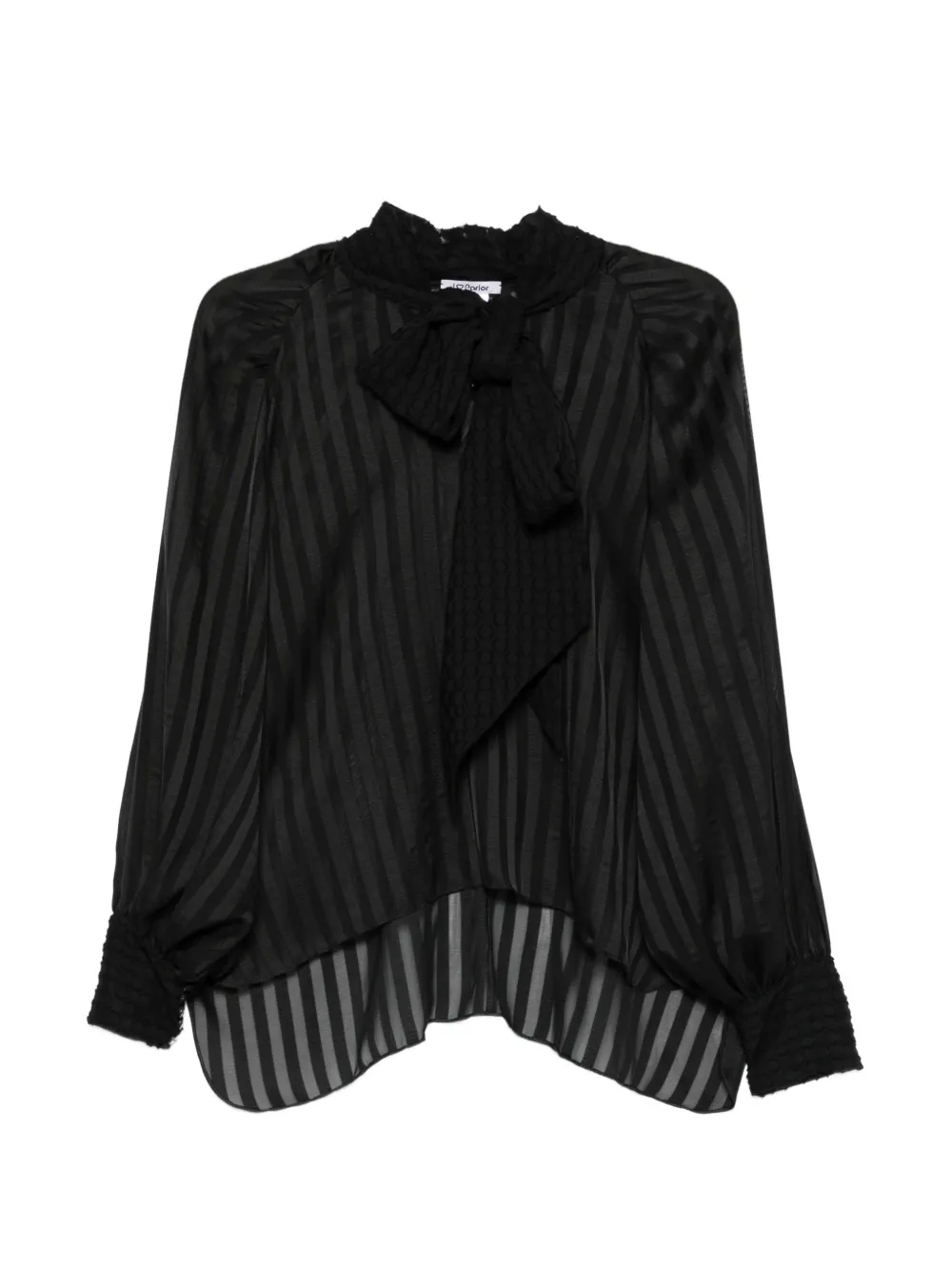 Parlor striped pussy-bow-collar blouse - Nero