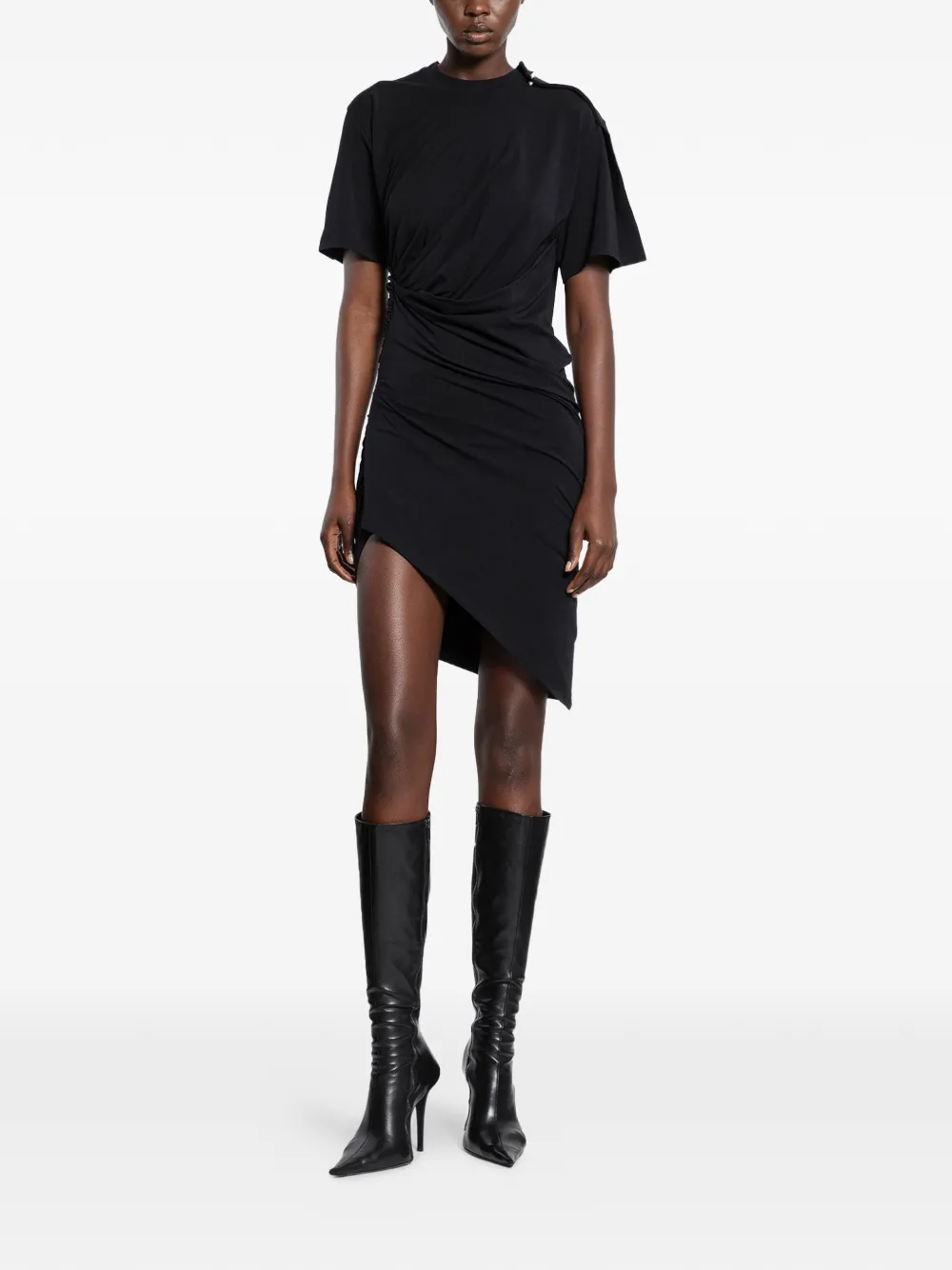Mugler pierced asymmetric dress - Nero