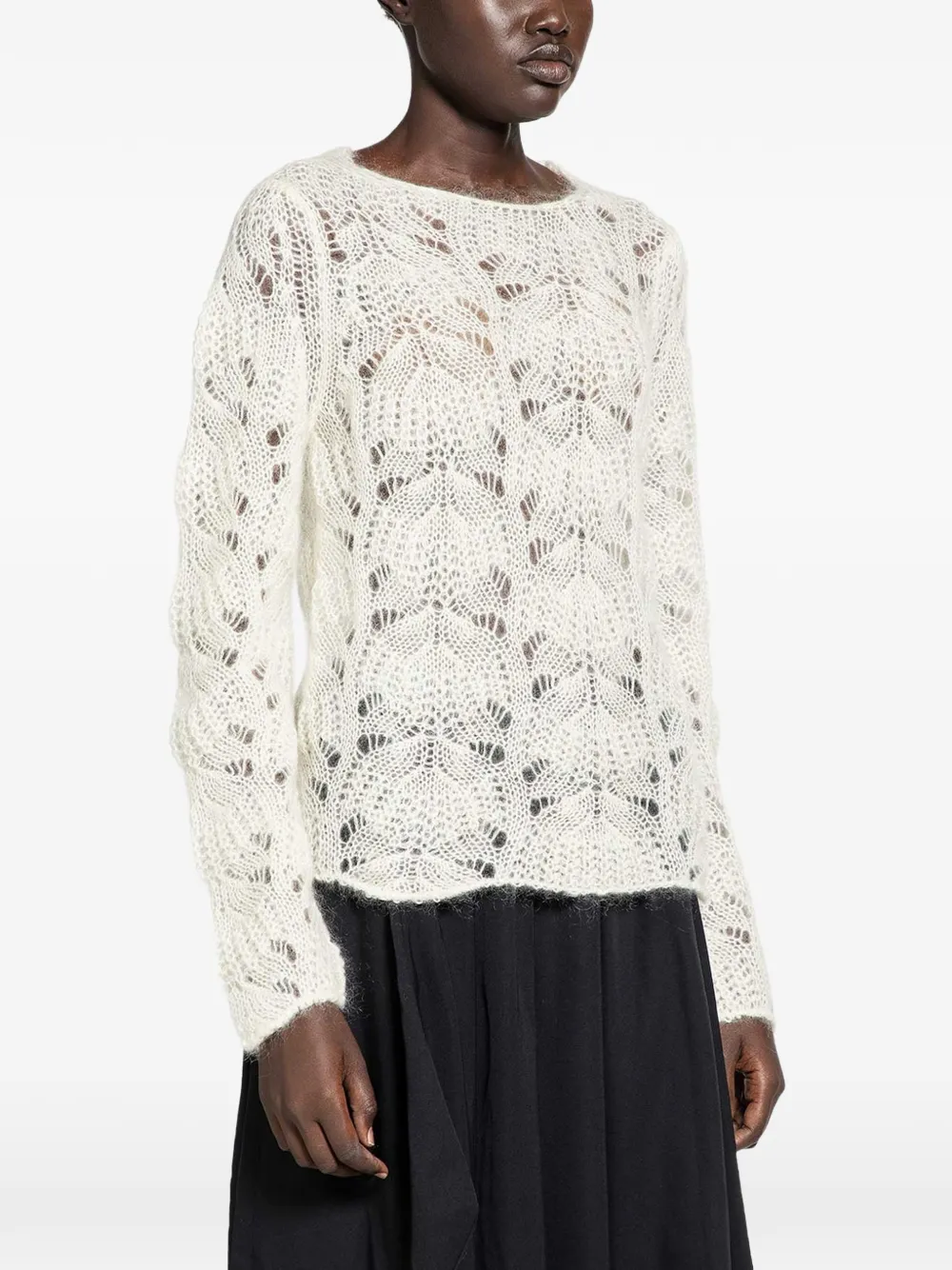  Cdg Pull En Maille Ajourée - Blanc 