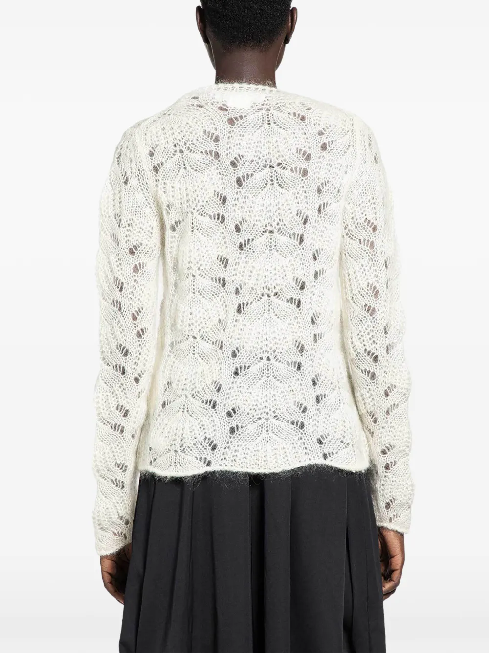  Cdg Pull En Maille Ajourée - Blanc 